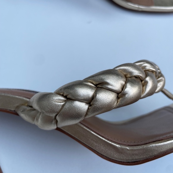 BCBG MAX AZRIA Bella Braided Gold Leather Sandals - Picture 4 of 8